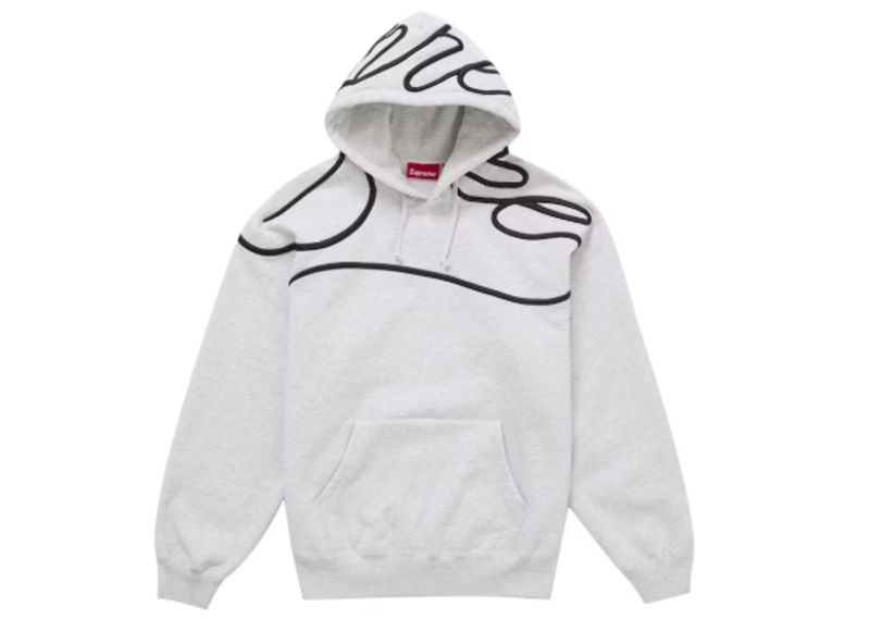 Supreme Shoulder Script Hooded Sweatshirt Heather Grey-Supreme-pikastore.cz