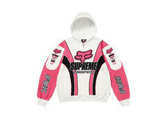 Supreme Fox Racing Zip Up Hooded Sweatshirt White