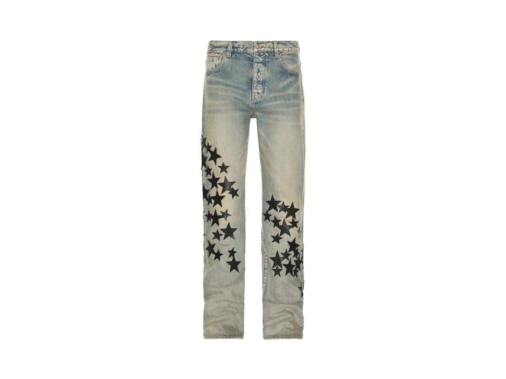 AMIRI Leather Star Straight Jeans Clay Indigo-Amiri-pikastore.cz