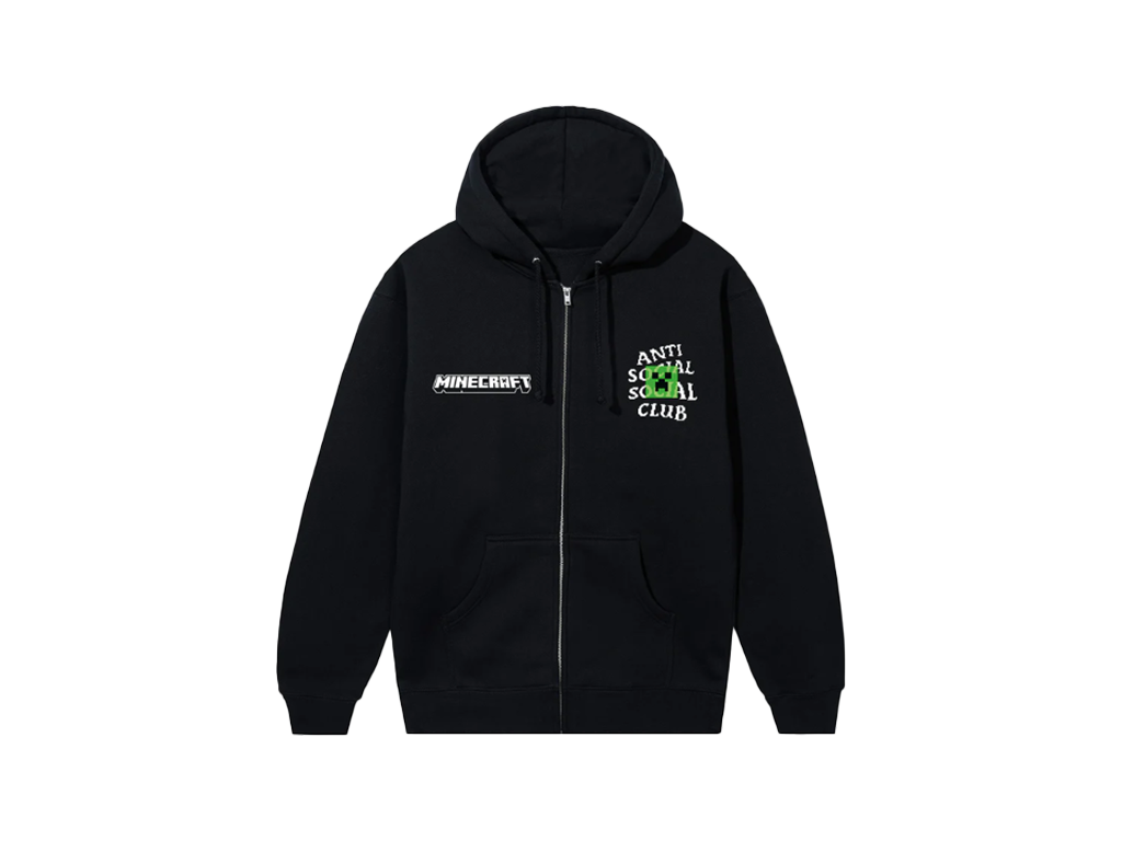 ASSC x Minecraft Creeper Head Logo Zip Hoodie Black-ASSC-pikastore.cz