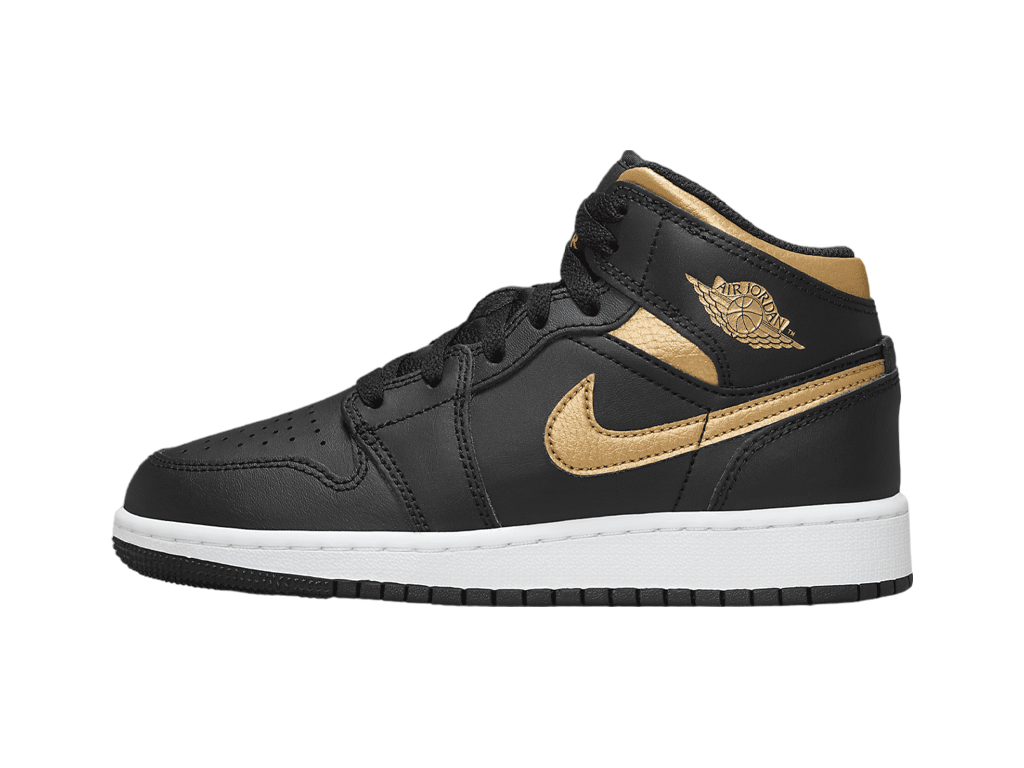 Air Jordan 1 Mid GS Black Metallic Gold-Air Jordan-pikastore.cz