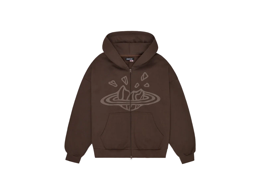 Broken Planet Zip Up Hoodie Chocolate Brown