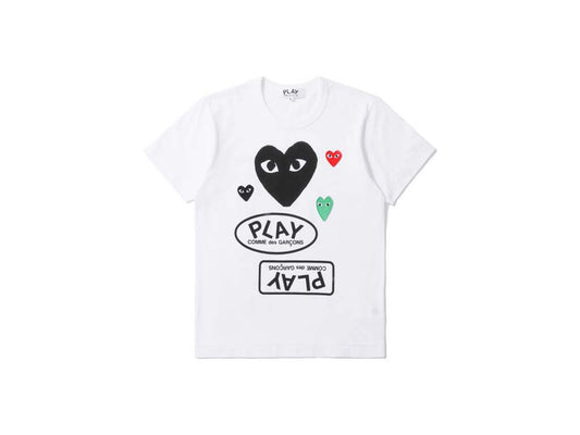 Comme des Garcons PLAY Multi Logo Black Heart White Tee