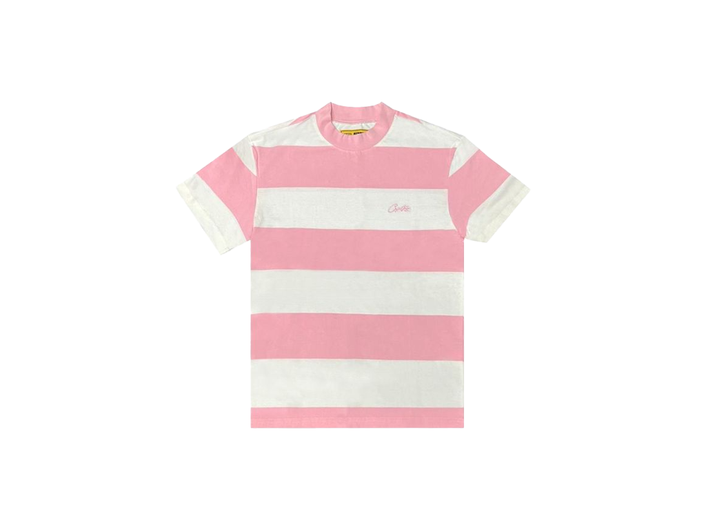 Corteiz Allstarz Striped Tee White Pink-Corteiz-pikastore.cz