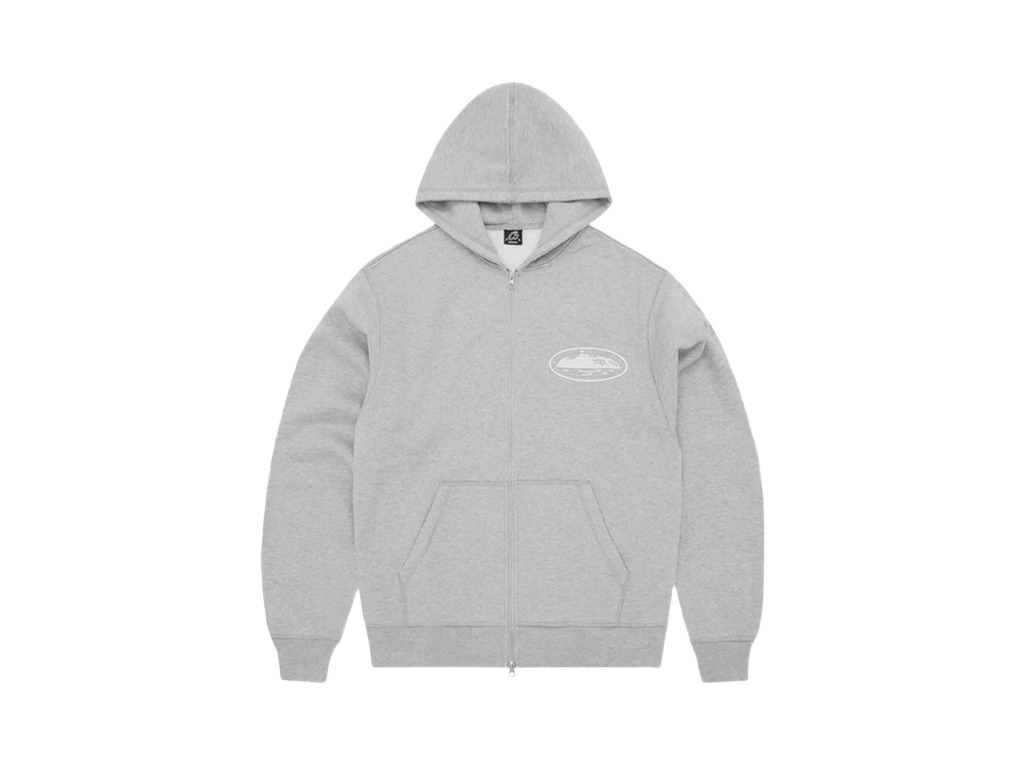 Corteiz Island Puff Print Zip Hoodie Grey-Corteiz-pikastore.cz