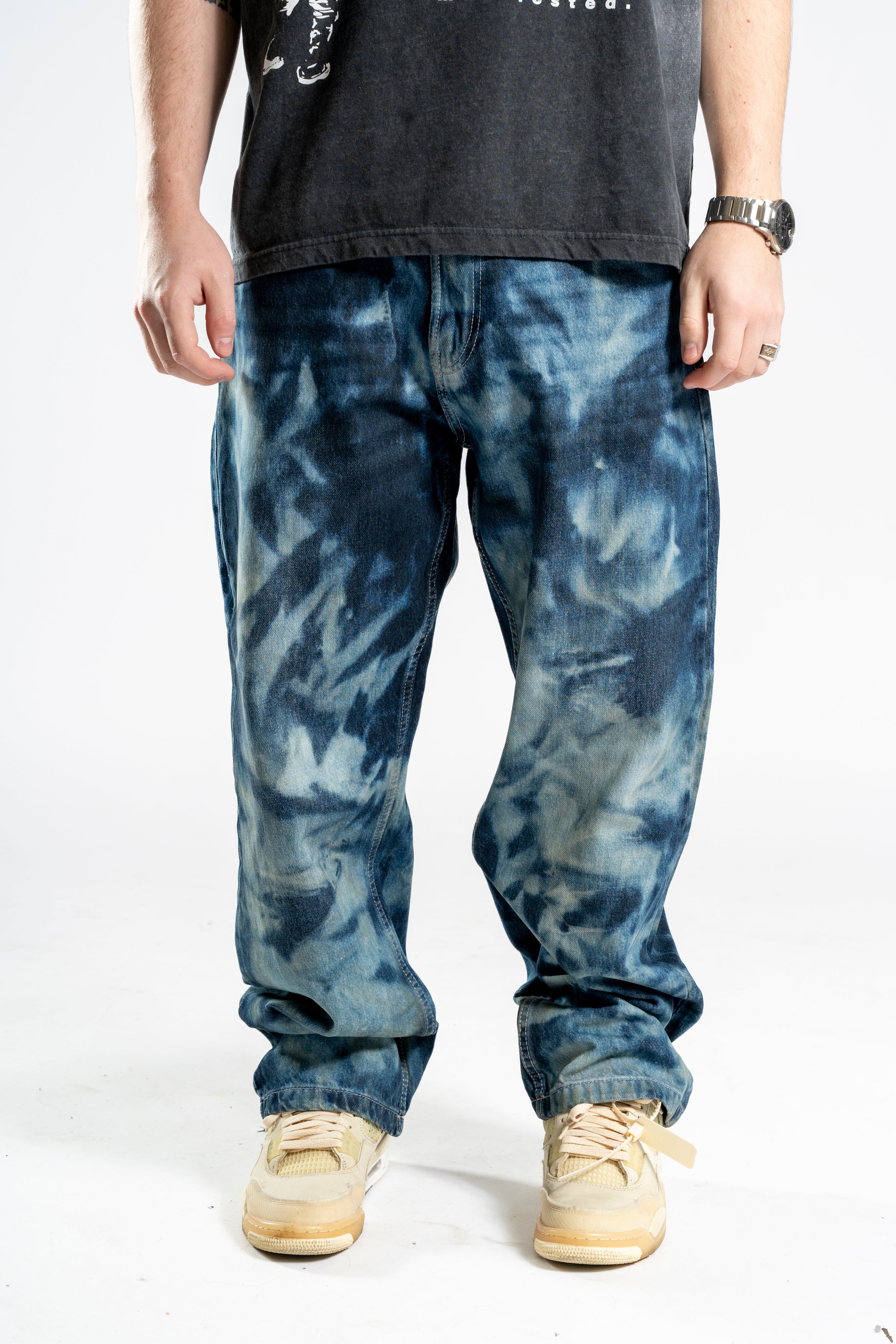 Custom Blue Bleached Jeans
