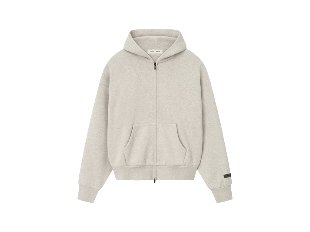 Fear of God Essentials S25 Zip Hoodie Heather Stone