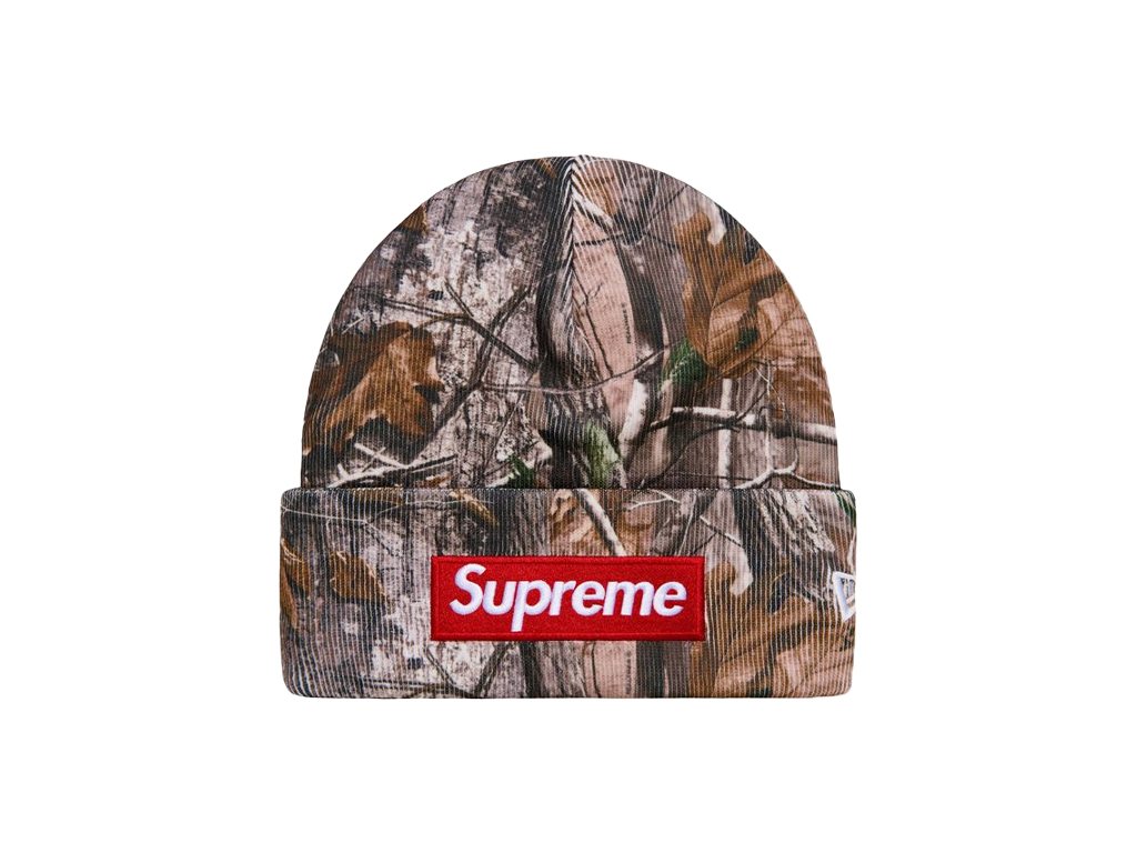 Gray Supreme New Era Box Logo Beanie (FW25) Realtree AP Camo