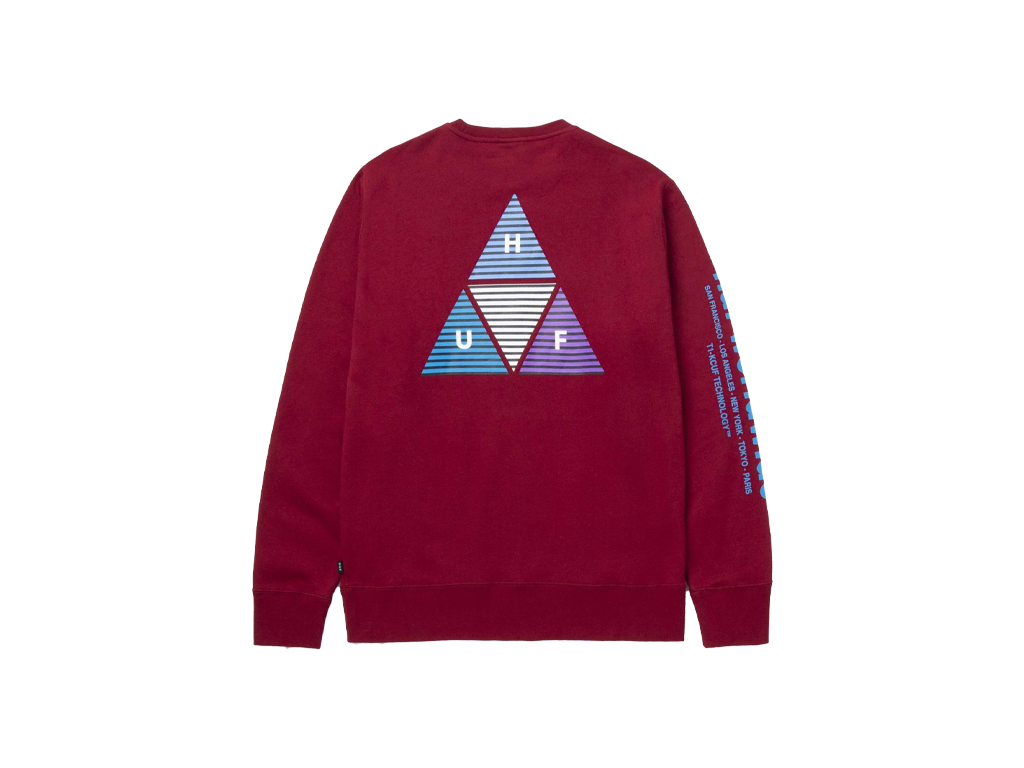 HUF Prism Triple Triangle Crewneck Bloodstone-HUF-pikastore.cz