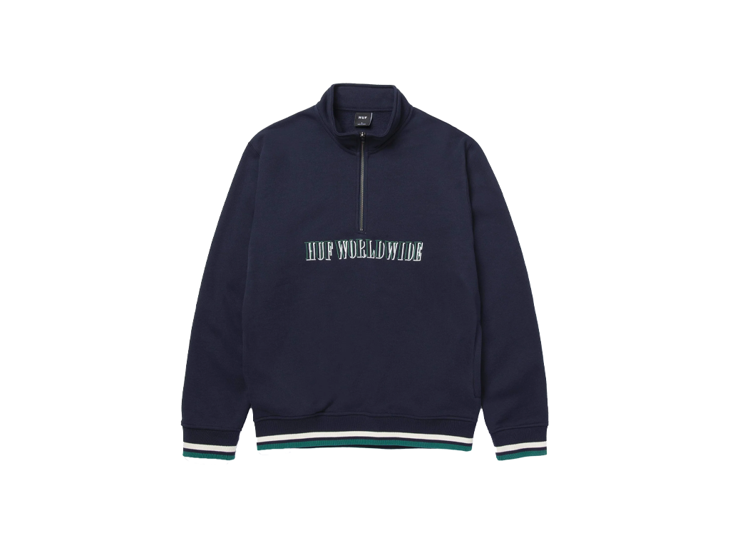 HUF Shadow Serif 1/4-Zip Mockneck Fleece Navy-HUF-pikastore.cz