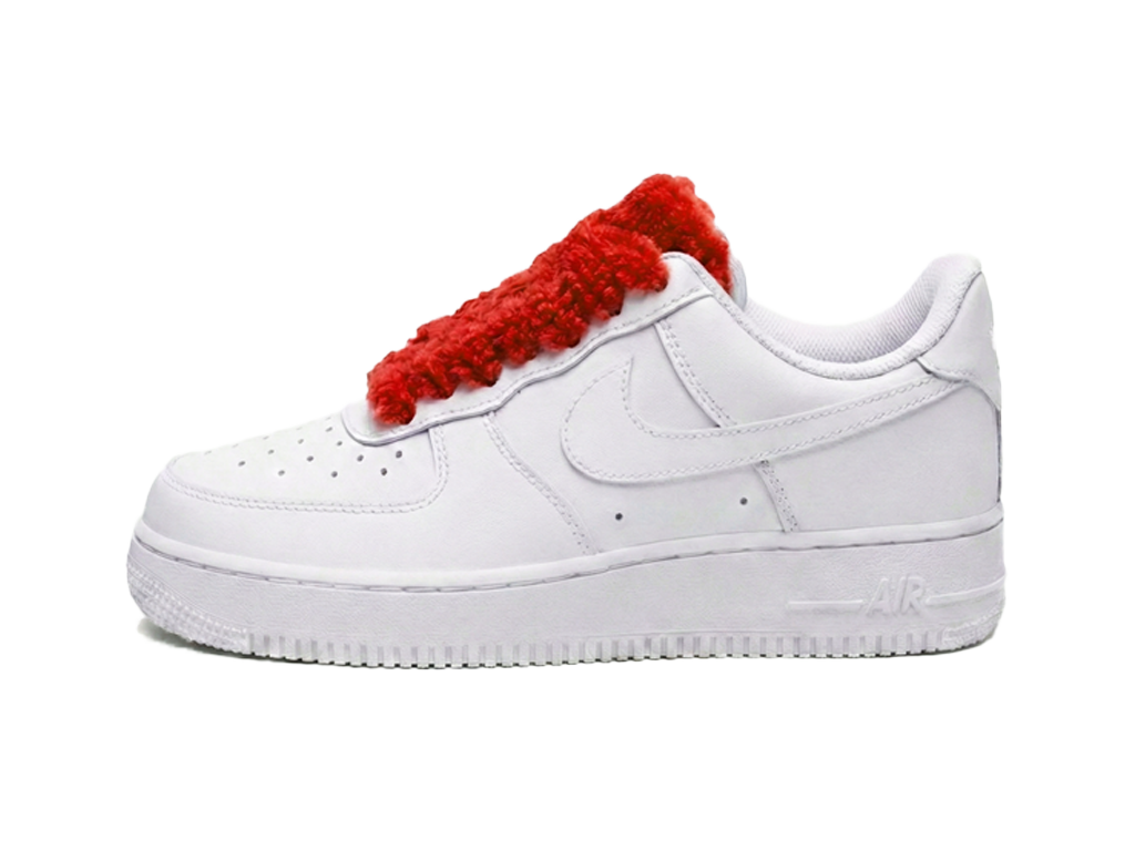 Nike Air Force 1 White Low 07 Fluffy Laces Red-Nike-pikastore.cz