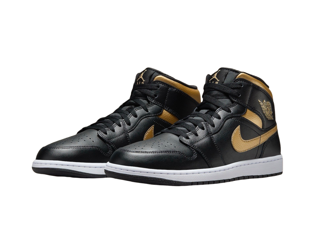 Nike Air Jordan 1 Mid Black Metallic Gold-Air Jordan-pikastore.cz