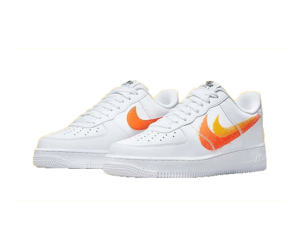 Nike Air Force 1 Low '07 Spray Paint Swoosh White Safety Orange