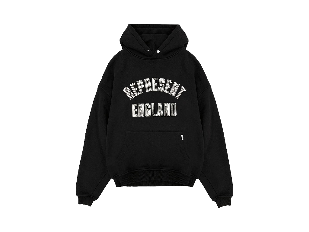 Represent England Applique Hoodie Jet Black-Represent-pikastore.cz