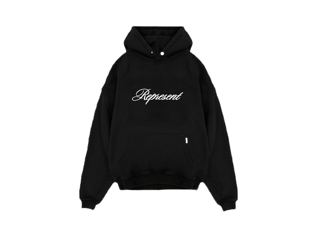 Represent Script Logo Hoodie Black-Represent-pikastore.cz