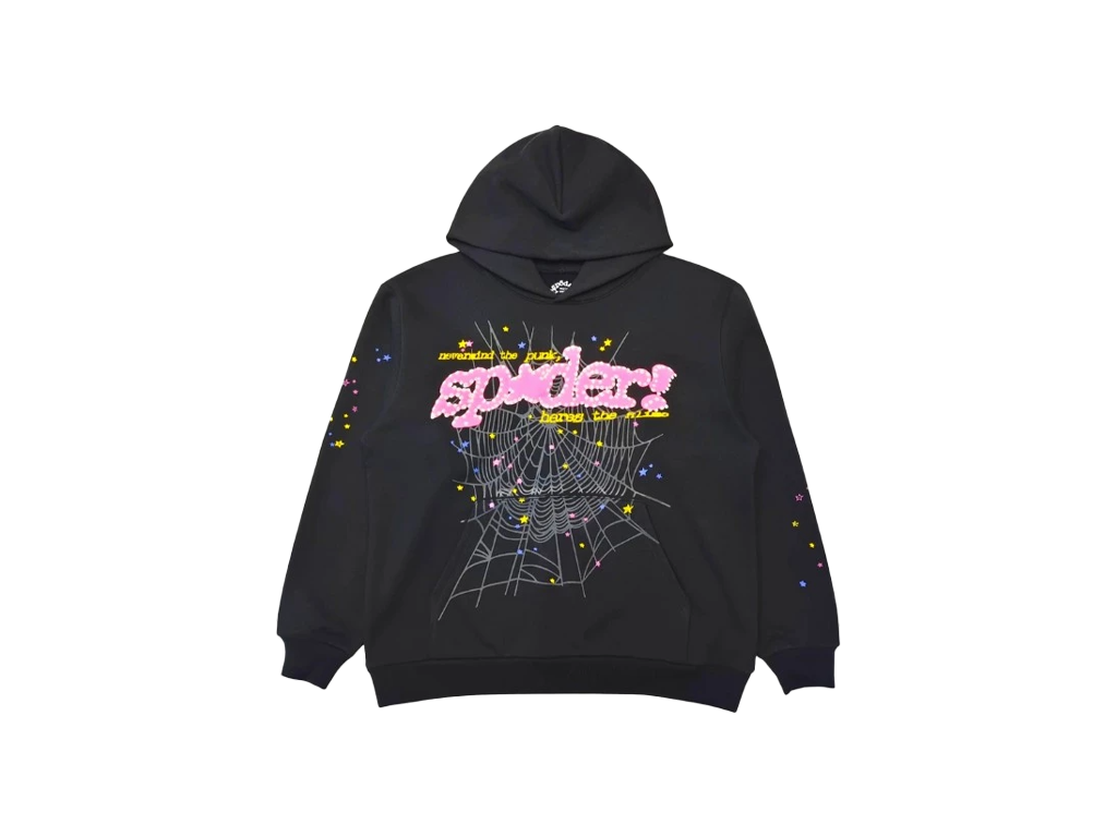 Sp5der P*nk V2 Hoodie Black-Sp5der-pikastore.cz