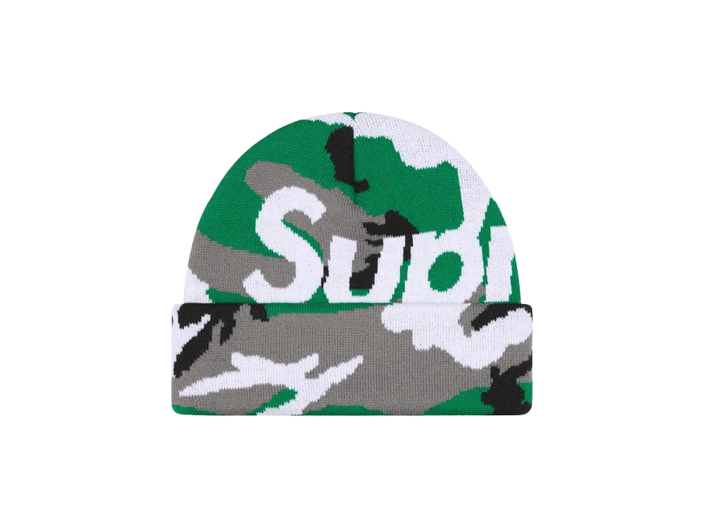 Supreme Camo Big Logo Beanie Green Camo