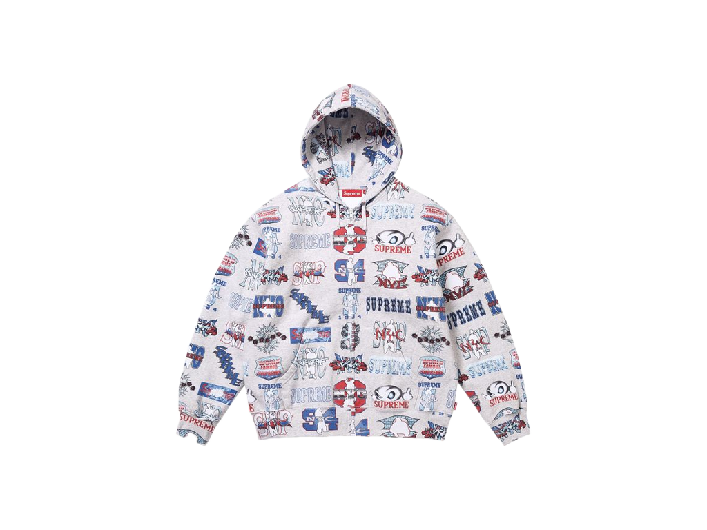 Supreme Flash Zip Up Hooded Sweatshirt White-Supreme-pikastore.cz