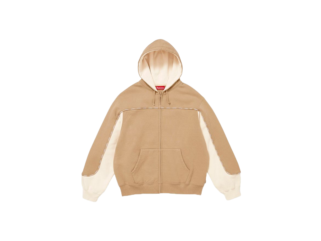 Supreme Piping Zip Up Hooded Sweatshirt Dark Tan-Supreme-pikastore.cz