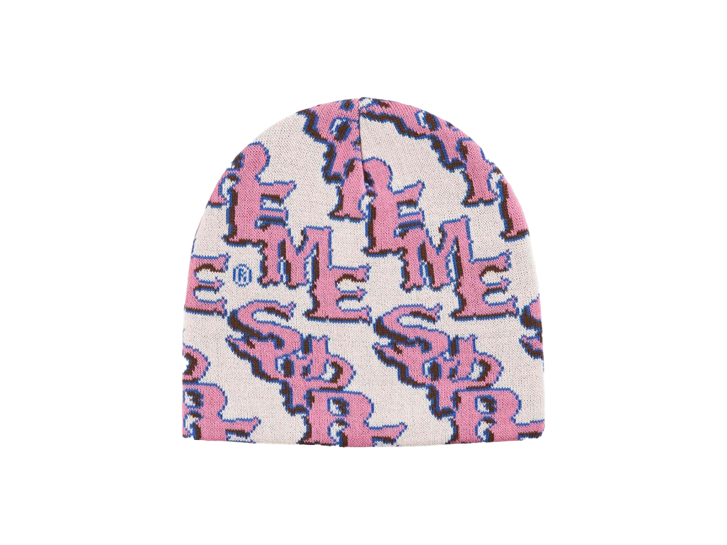 Supreme Slanted Gothic Outline Beanie White Pink-Supreme-pikastore.cz