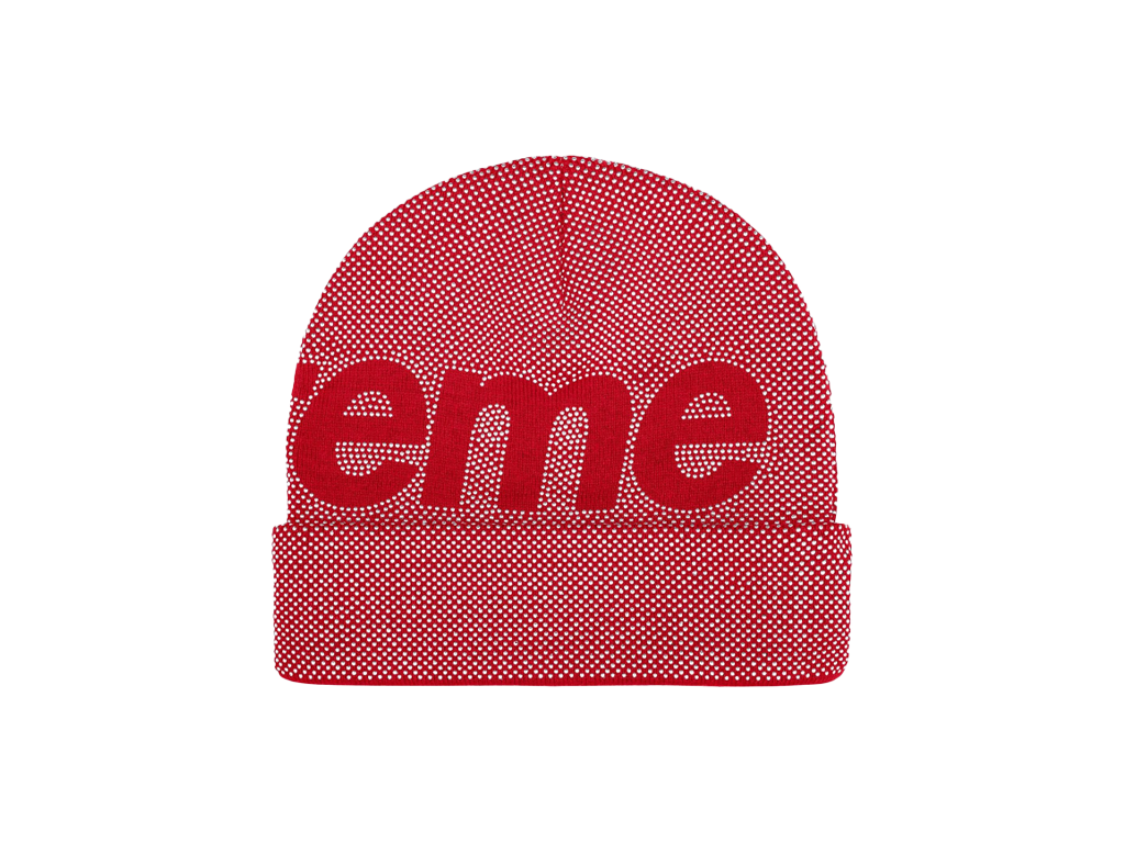 Supreme Studded Knockout Big Logo Beanie Red-Supreme-pikastore.cz