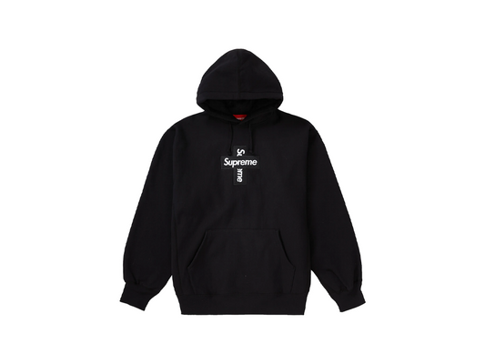 Supreme Cross Box Logo Hooded Sweatshirt Black