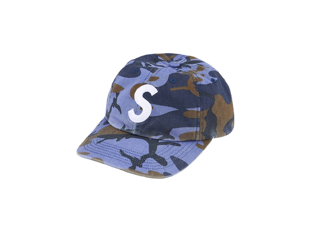 Supreme Pigment Coated S Logo 6-Panel Blue Camo-Supreme-pikastore.cz