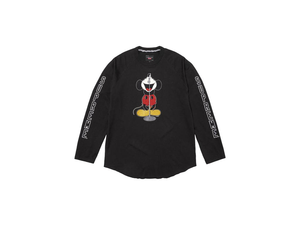 Supreme x Number (N)Ine x Mickey Mouse Raglan Long-Sleeve Top Black-Supreme-pikastore.cz