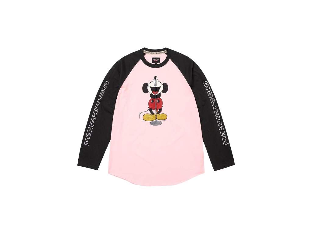 Supreme x Number (N)Ine x Mickey Mouse Raglan Long-Sleeve Top Pink-Supreme-pikastore.cz