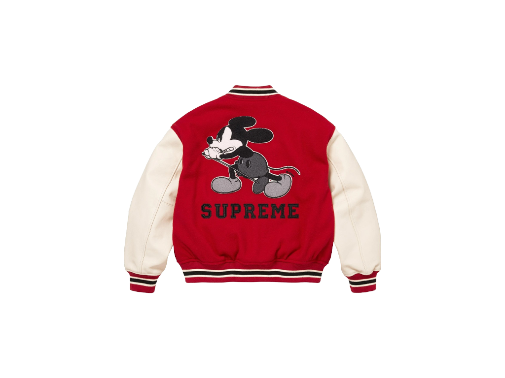 Supreme x Number (N)Ine x Mickey Mouse Varsity Jacket Red