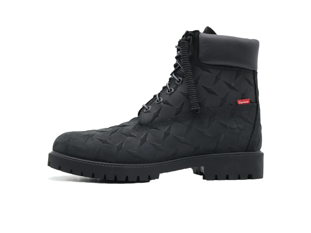 Supreme x Timberland 6 Inch Premium Waterproof Boot Embossed Diamond Plate - Black