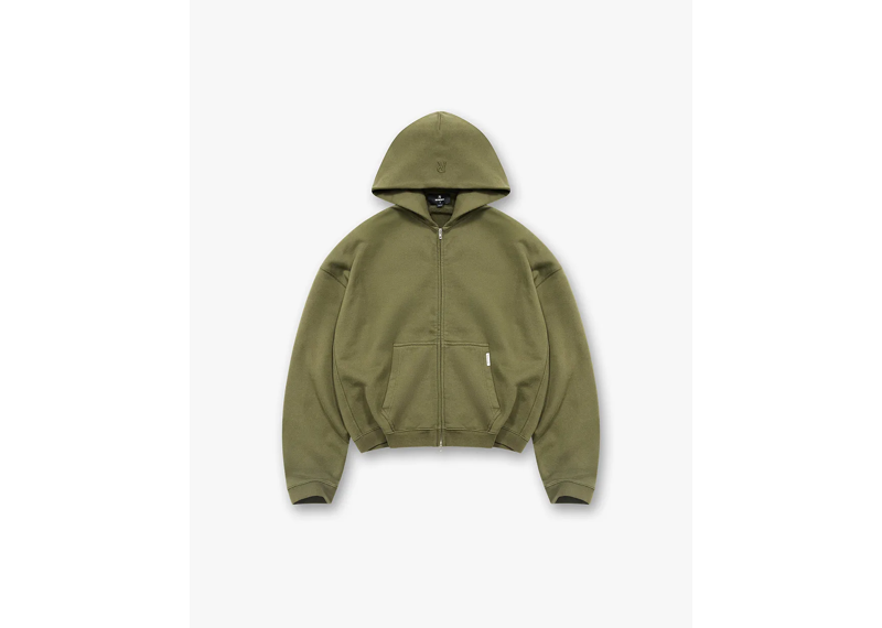 Represent Initial Boxy Zip Through Hoodie Army Green-Represent-pikastore.cz