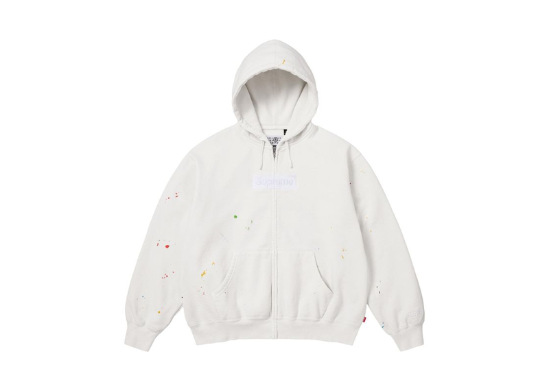 Supreme MM6 Maison Margiela Box Logo Zip Up Hooded Sweatshirt White-Supreme-pikastore.cz