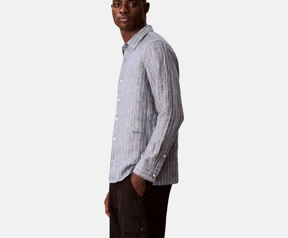 Calvin Klein Linen shirt Blue – oblečení – fotka 5 z 6