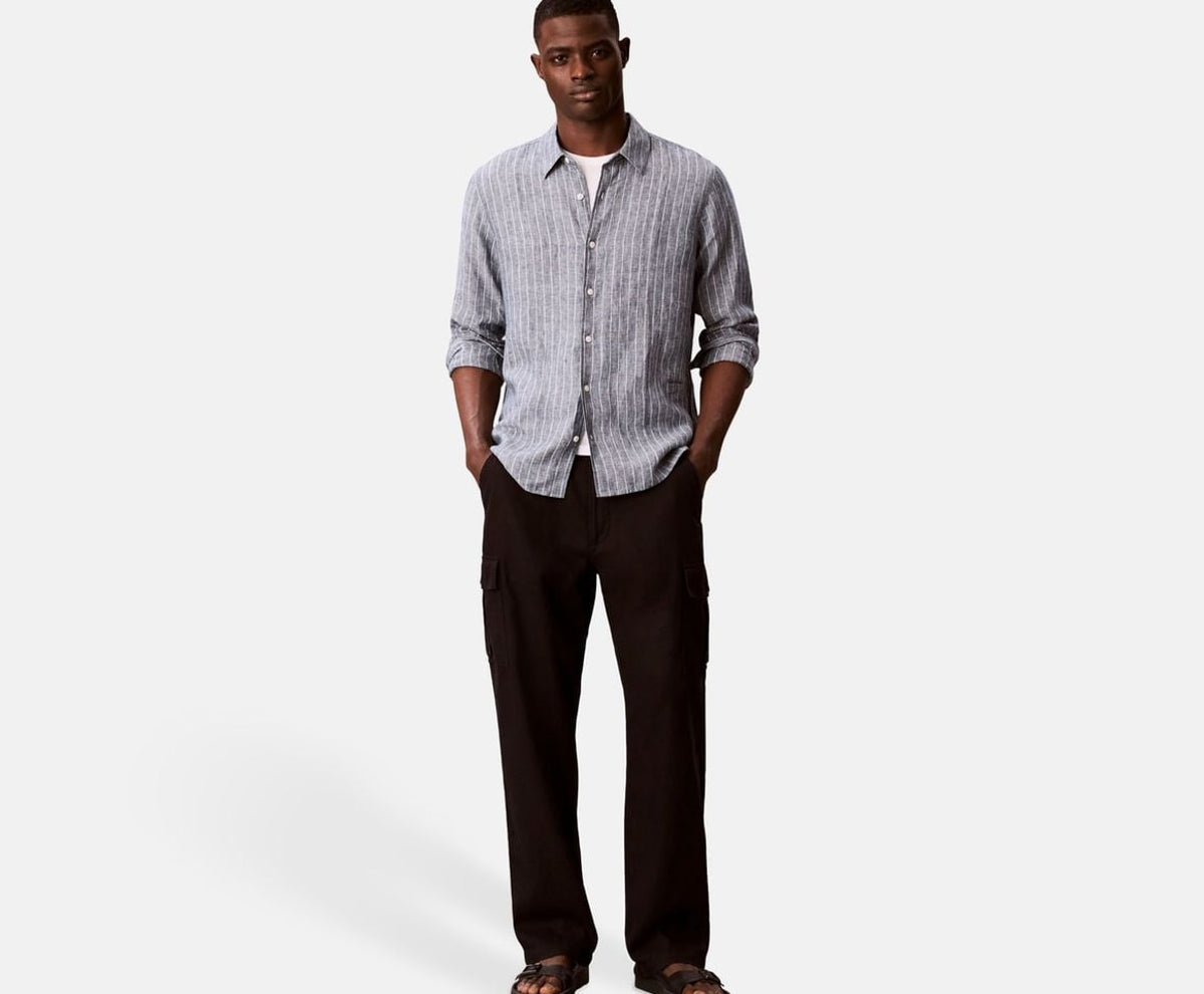 Calvin Klein Linen shirt Blue – oblečení – fotka 6 z 6