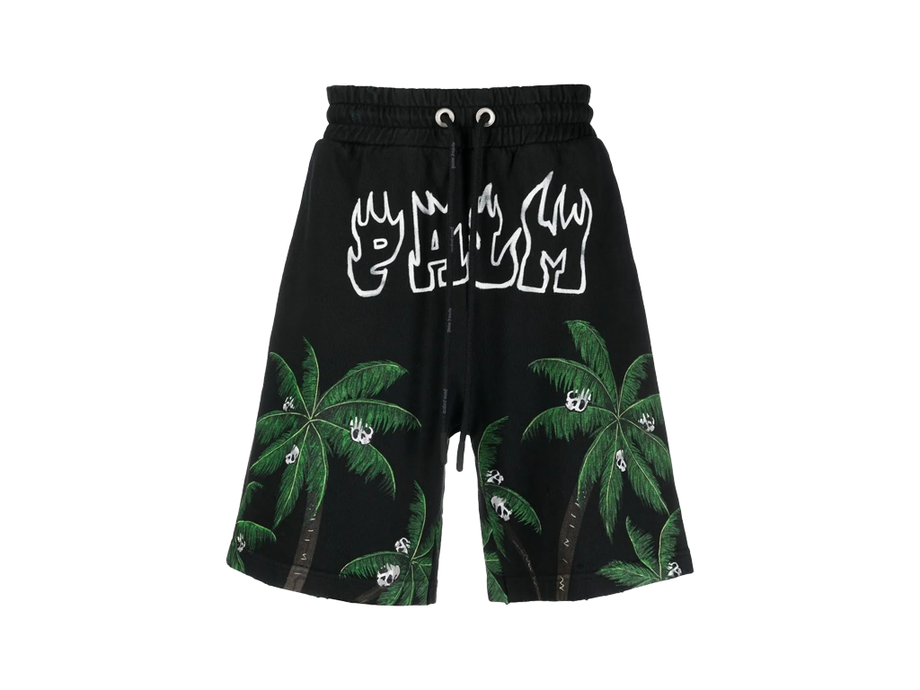 Palm Angels Palms And Skull Vintage Sweatshorts Black