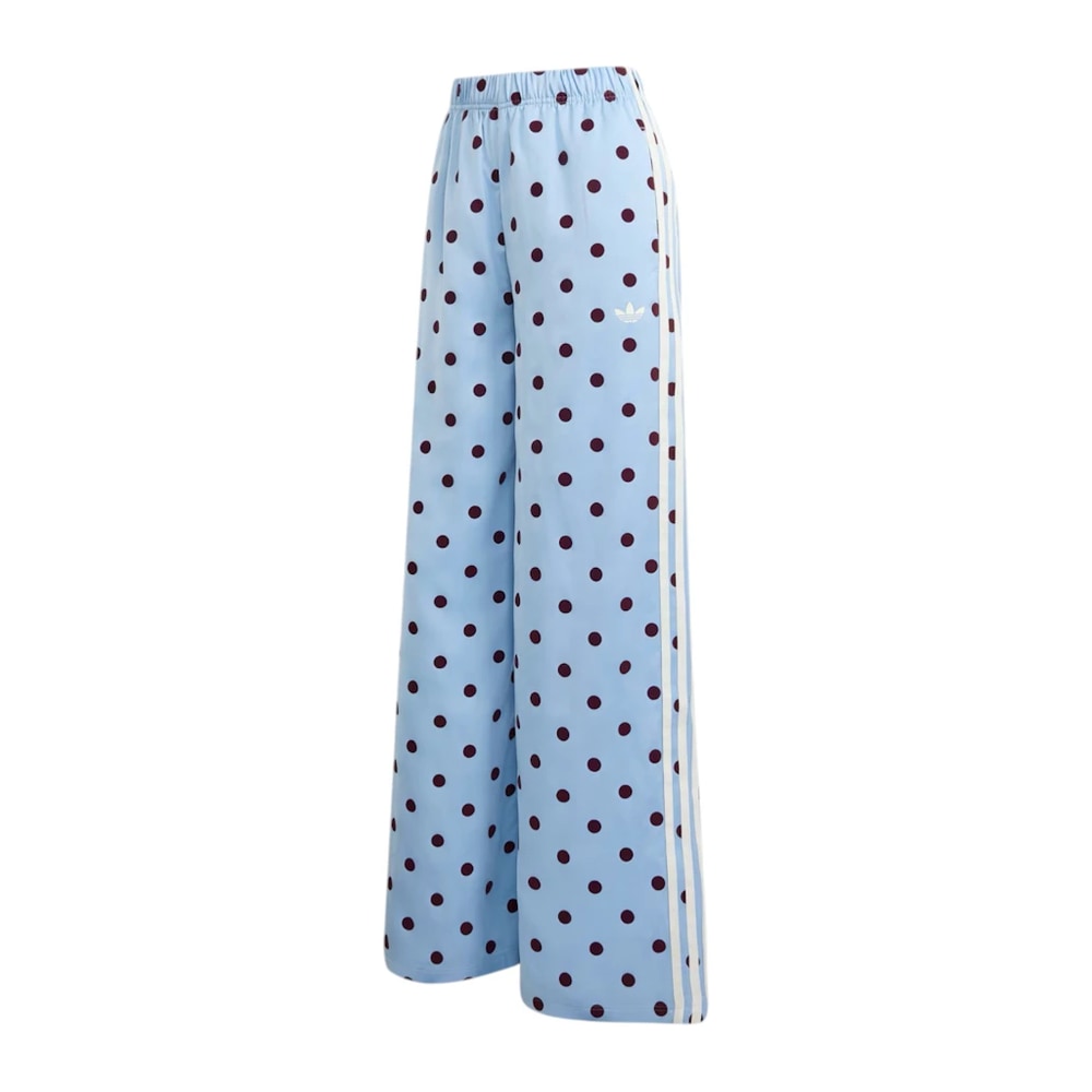 adidas Women's Satin Polka Dots Wide Leg Pant Clear Sky – kalhoty, modrá
