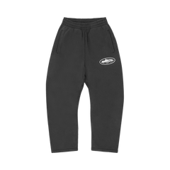 Corteiz Island Puff Print Open Hem Sweatpant Black