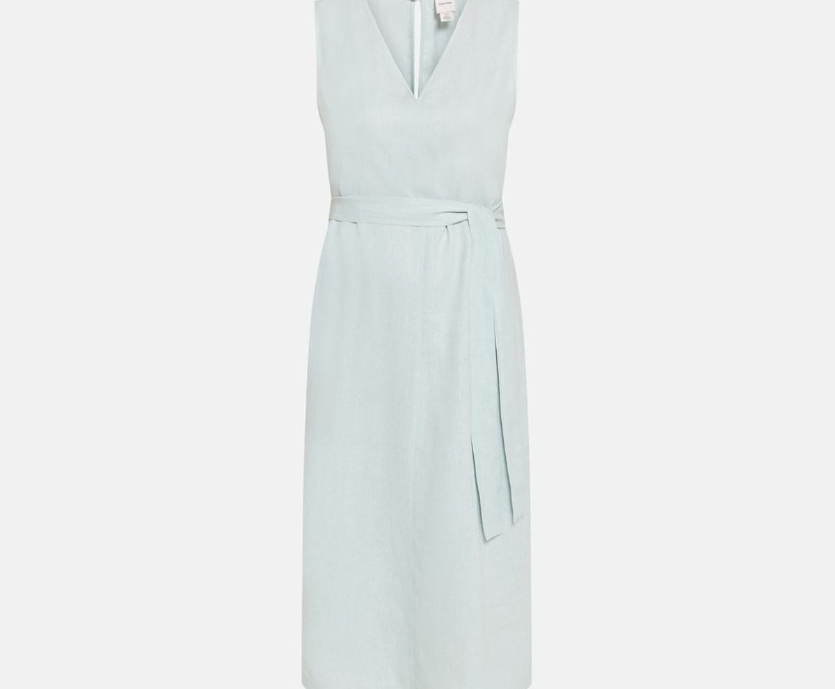 Calvin Klein Linen-blend dress Light Blue – kleding