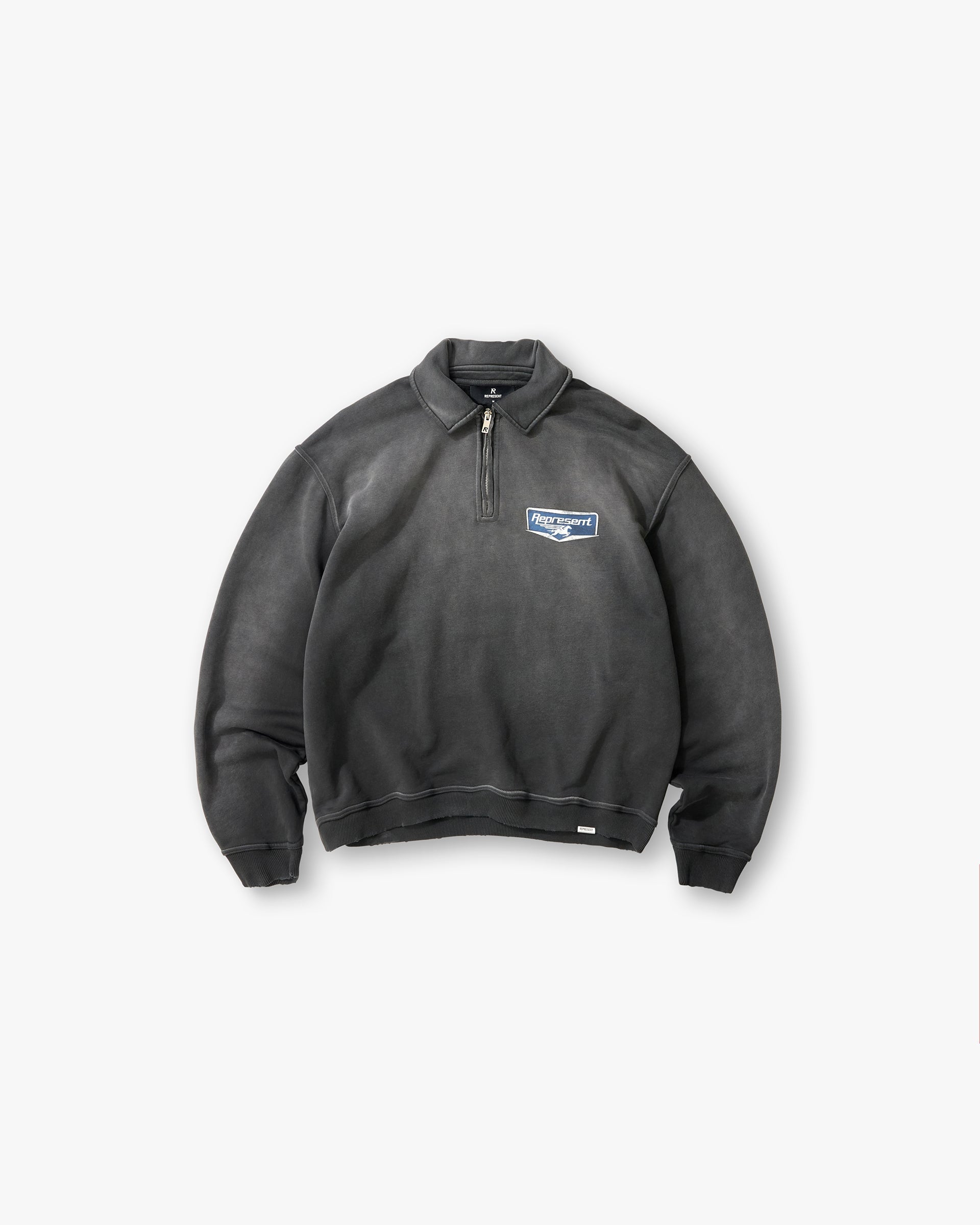 Represent Nothing Faster Quarter Zip Sweatshirt Stained Black
