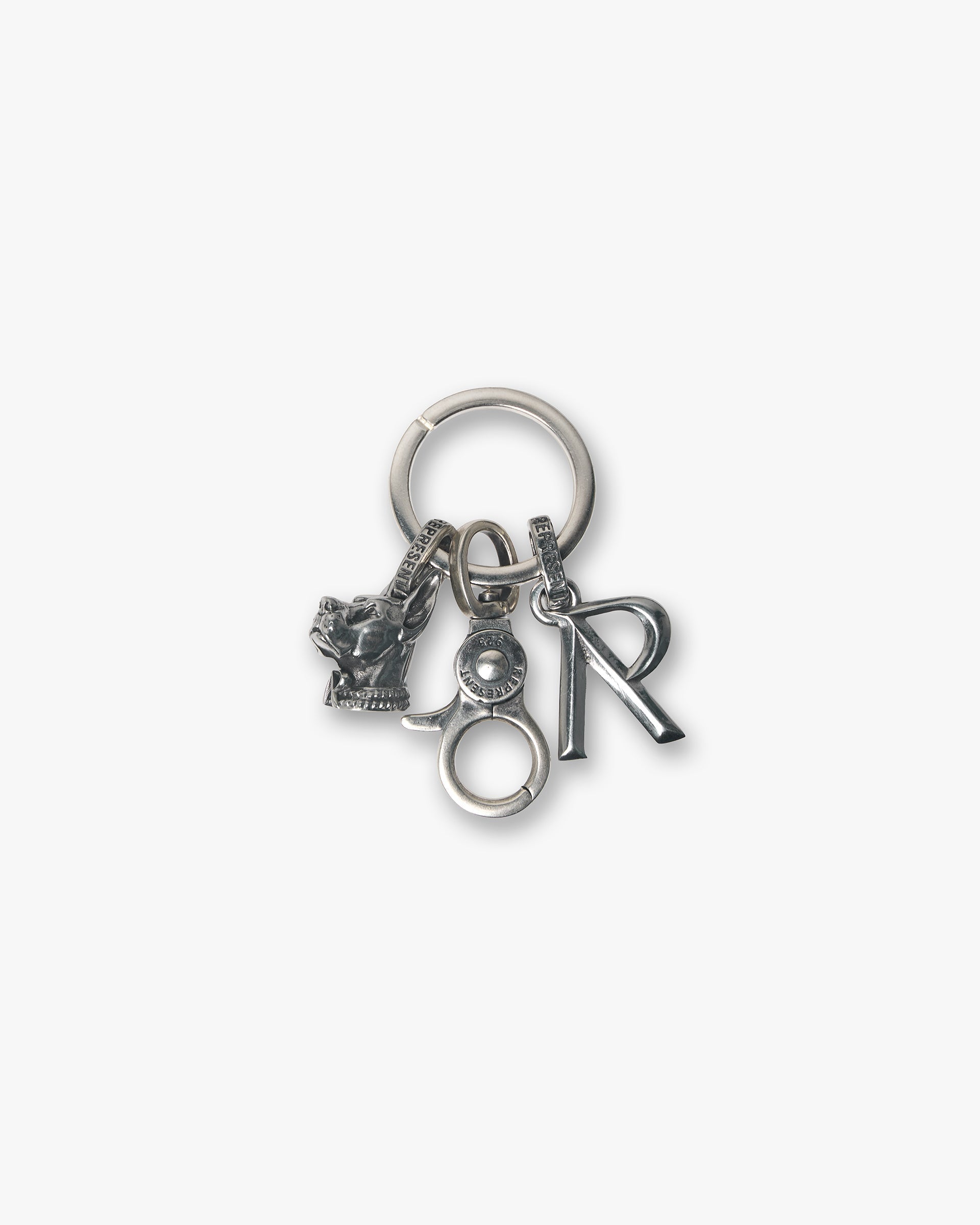 Represent Doberman Initial Key Chain Silver