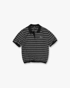 Represent California Striped Knitted Polo Jet Black