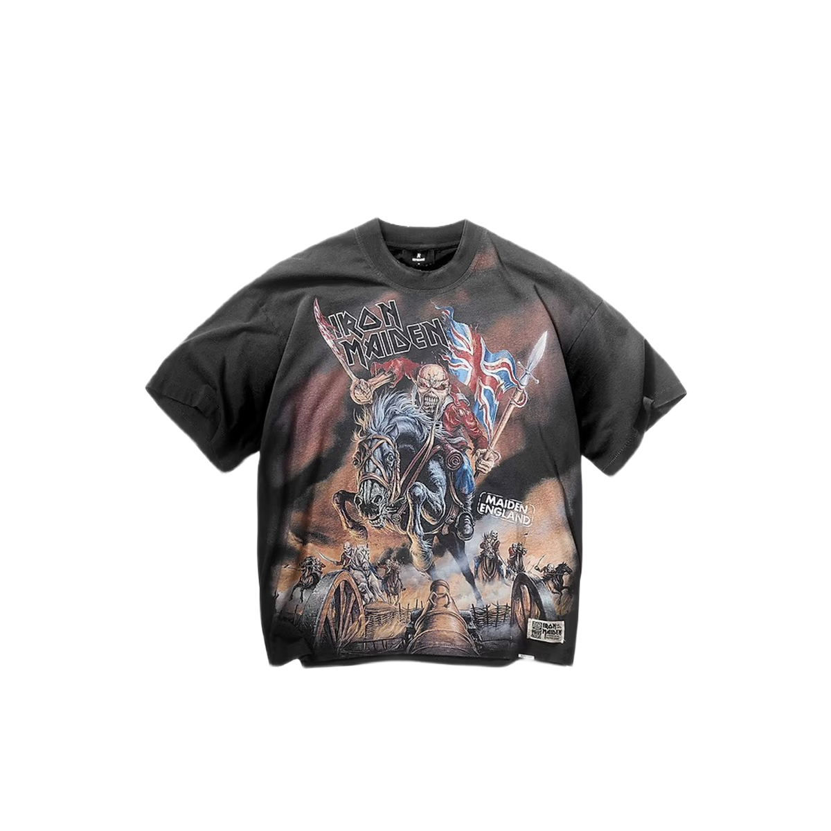 Represent X Iron Maiden Steed T-Shirt Stained Black-Represent-pikastore.cz